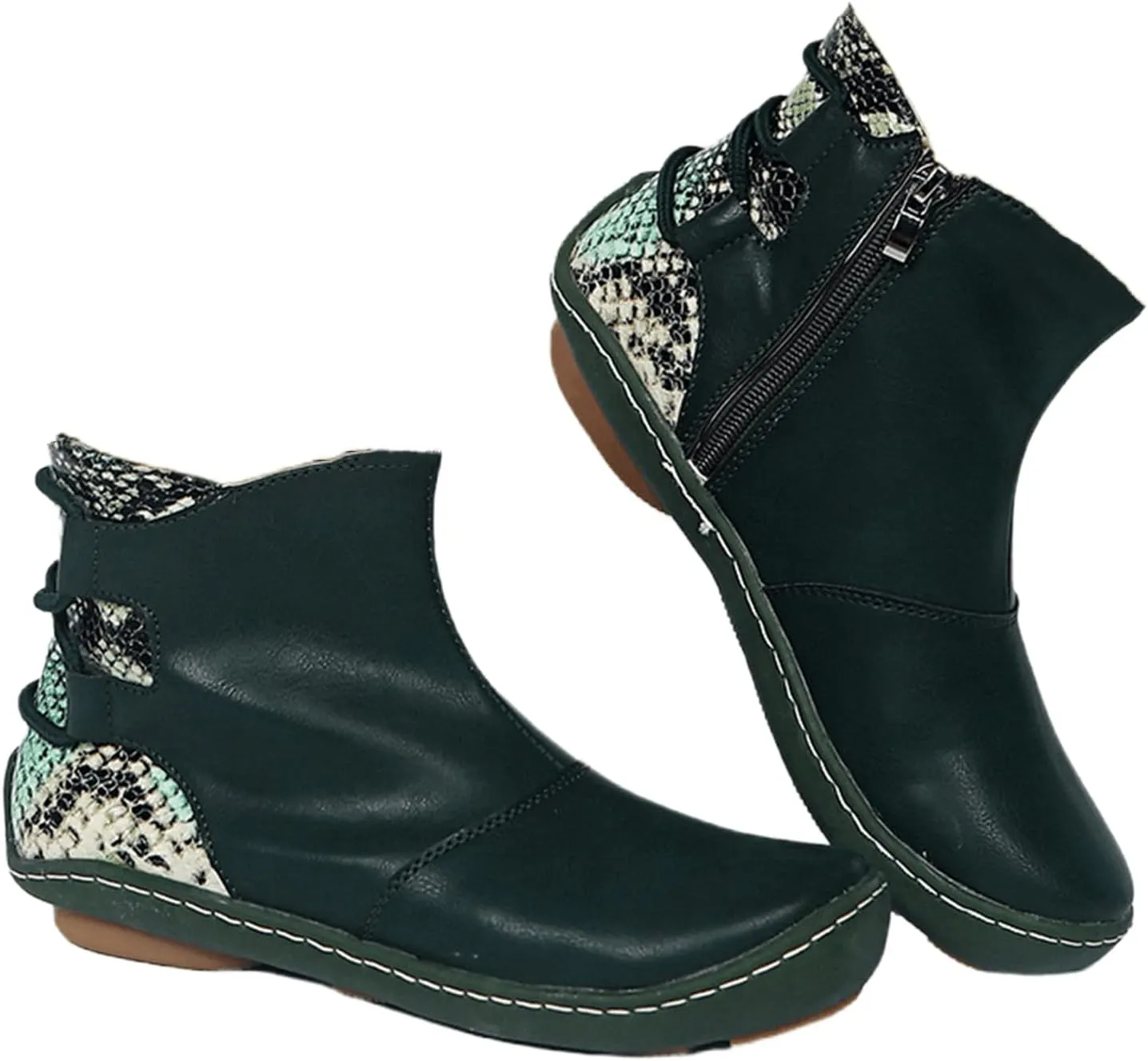 Lausiuoe Womens Boots Ankle Low Heel Pump Ankle Boots Chunky Block Slip on Cutout Closed Toe Stacked Heel Booties Shoes