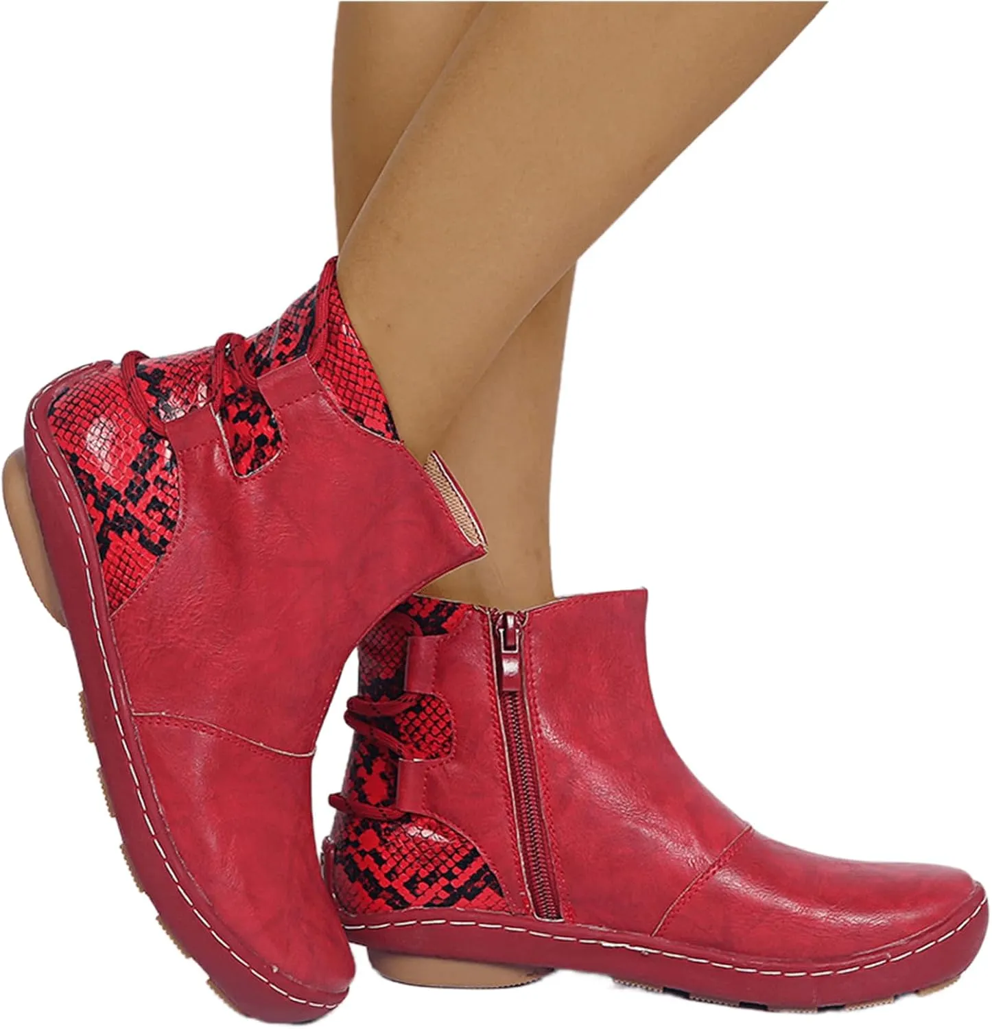 Lausiuoe Womens Boots Ankle Low Heel Pump Ankle Boots Chunky Block Slip on Cutout Closed Toe Stacked Heel Booties Shoes