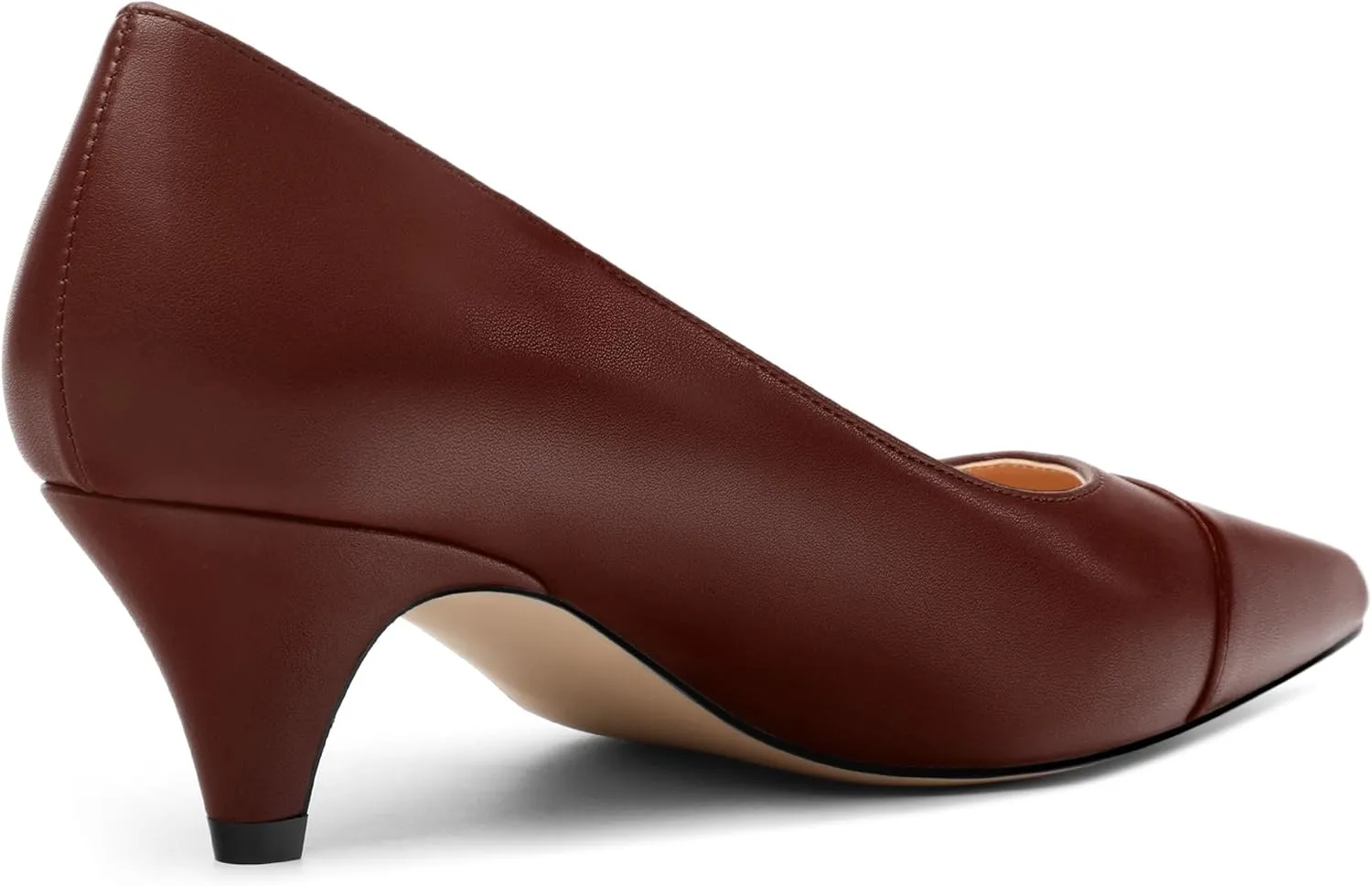 Low Heel Pumps for Women, Closed Pointed Toe Slip On Solid Matte Kitten Low Heel Dress Shoes 2 Inch