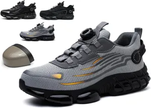 Men's and Women's Steel Toe Safety Work Shoes,Comfortable and Lightweight Slip-On Air Cushion,Anti-Smash and Anti-Puncture Indestructible