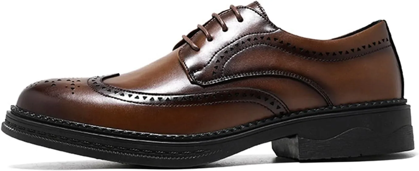 Men's Black Platform Shoes British Style Round Toe Leather Formal Shows
