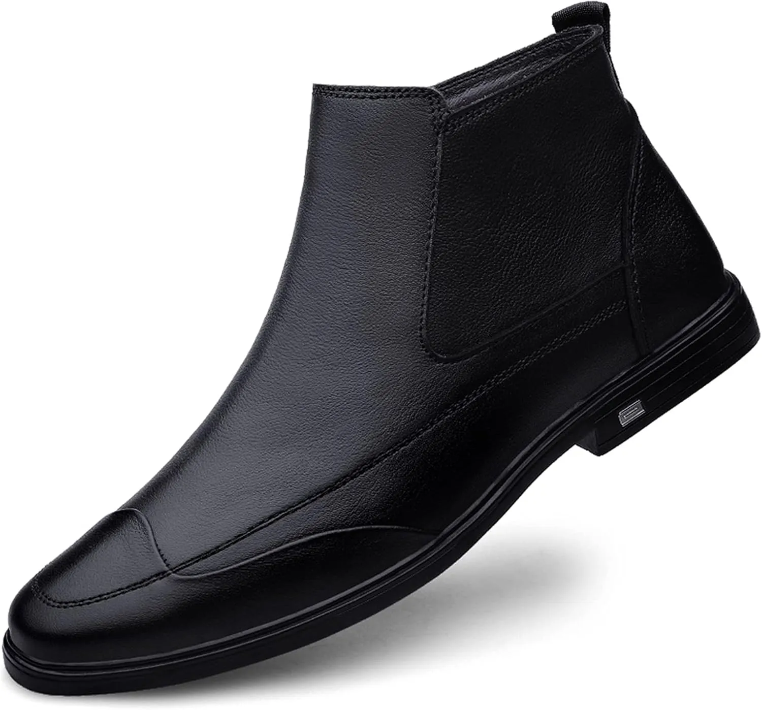 Men's Chelsea Ankle Boots Wave Cap Toe Cowhide Leather Anti-slip Waterproof Non Wearable Casual Dress Slip On