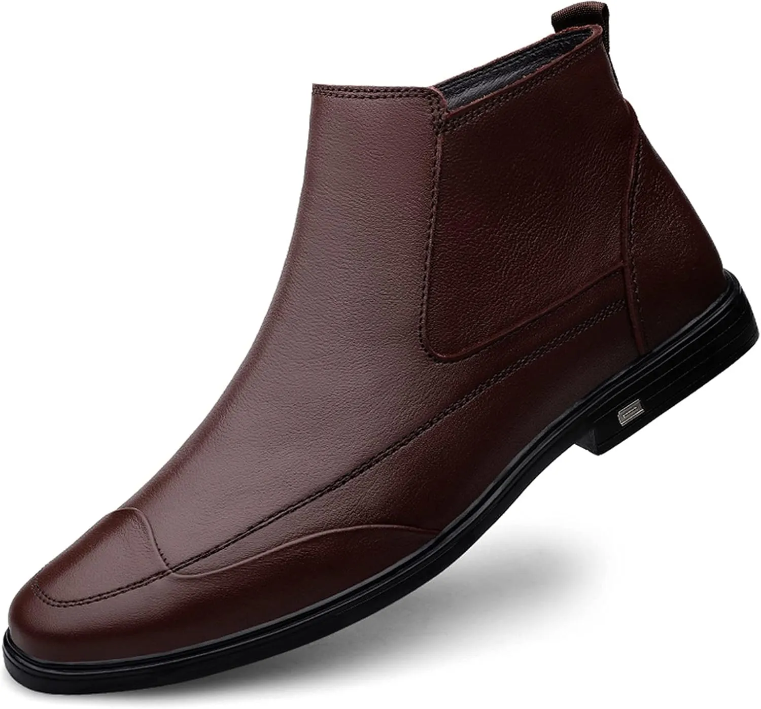 Men's Chelsea Ankle Boots Wave Cap Toe Cowhide Leather Anti-slip Waterproof Non Wearable Casual Dress Slip On