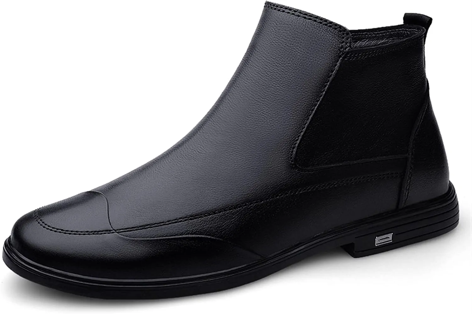 Men's Chelsea Ankle Boots Wave Cap Toe Cowhide Leather Anti-slip Waterproof Non Wearable Casual Dress Slip On