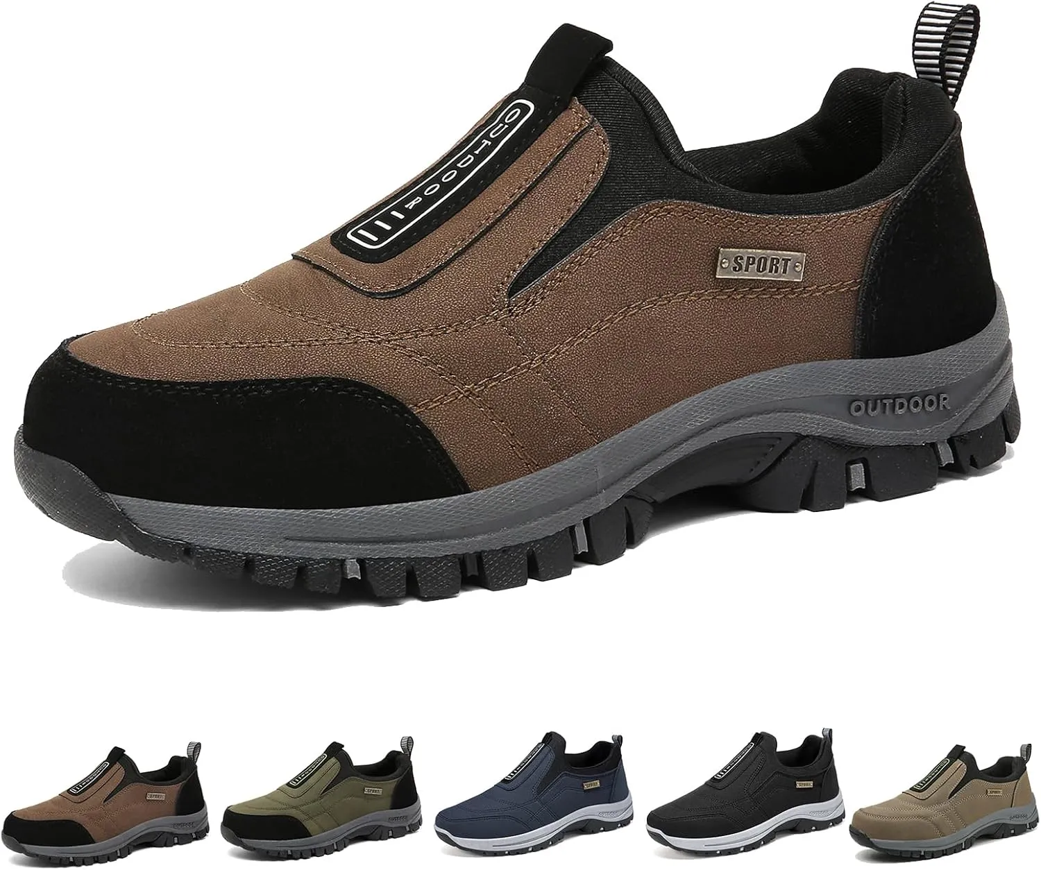 Men's Comfortable Waterproof Orthopedic Walking Shoes Hiking Shoes,Slip on Outdoor Non-Slip Shoes Casual Trail Shoes