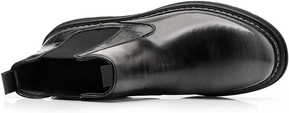 Men's Fashion Ankle Boots Chelsea Boots Round Toe Slip on Waterproof Classic Dress Booties for Men