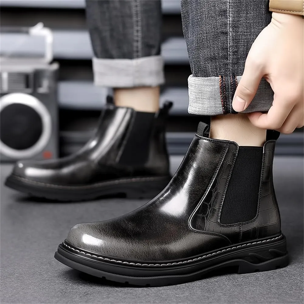 Men's Fashion Ankle Boots Chelsea Boots Round Toe Slip on Waterproof Classic Dress Booties for Men