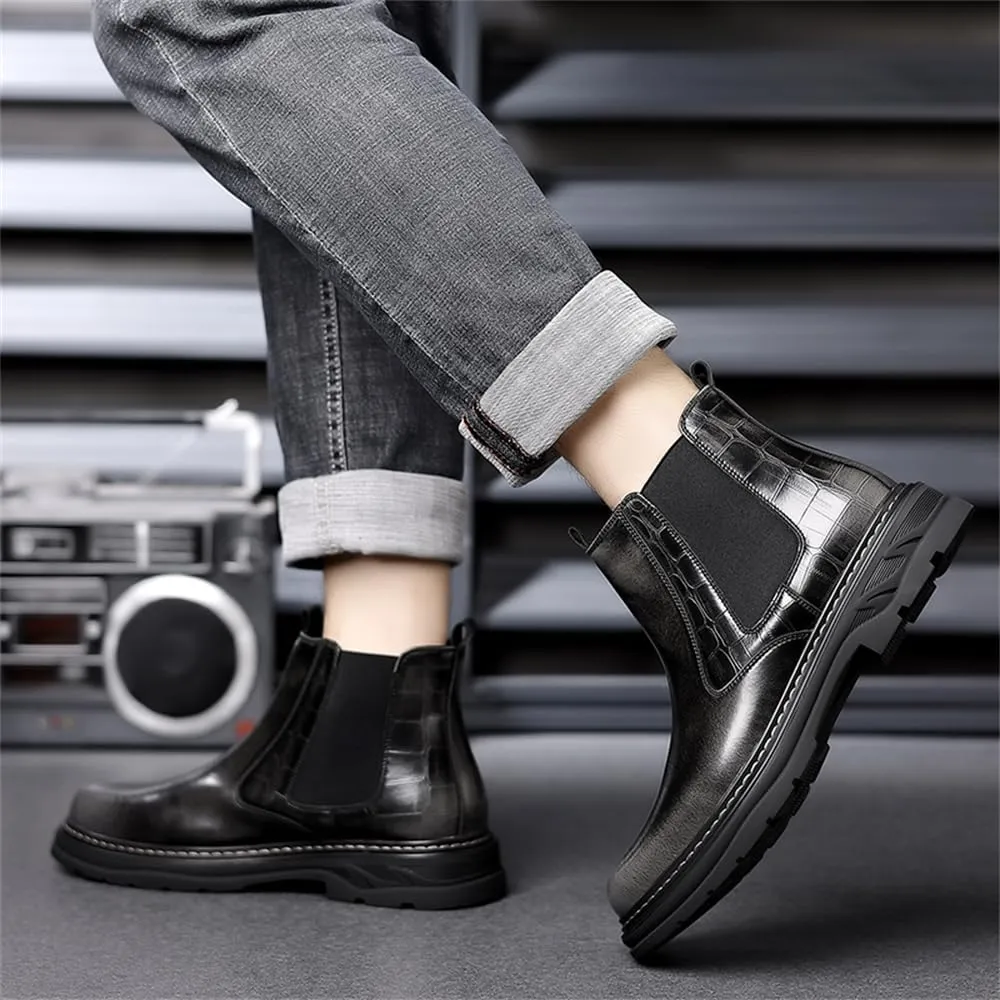 Men's Fashion Ankle Boots Chelsea Boots Round Toe Slip on Waterproof Classic Dress Booties for Men