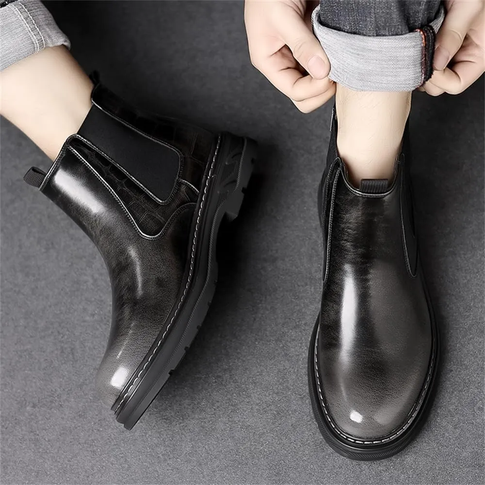 Men's Fashion Ankle Boots Chelsea Boots Round Toe Slip on Waterproof Classic Dress Booties for Men