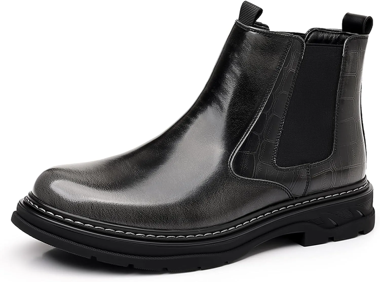Men's Fashion Ankle Boots Chelsea Boots Round Toe Slip on Waterproof Classic Dress Booties for Men