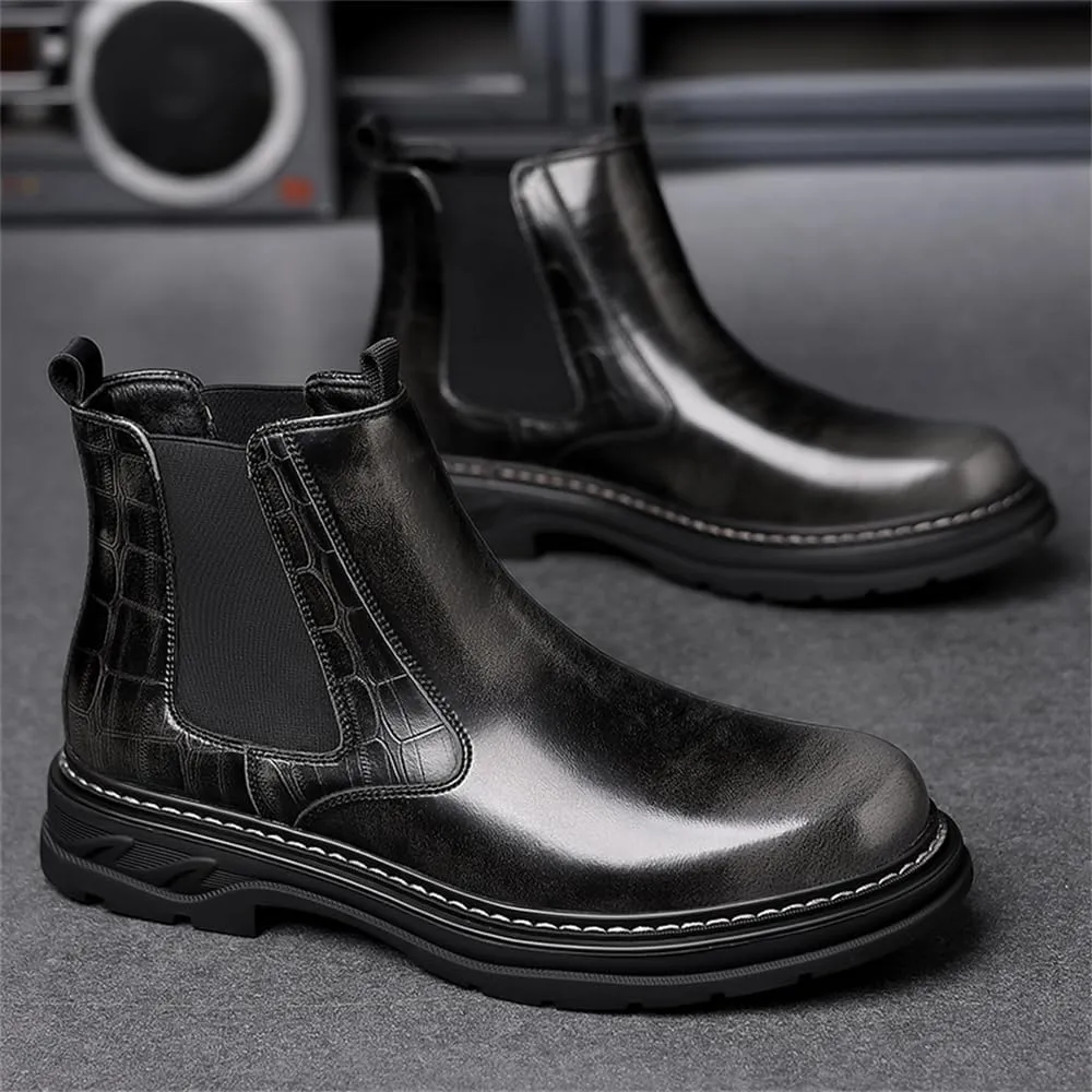 Men's Fashion Ankle Boots Chelsea Boots Round Toe Slip on Waterproof Classic Dress Booties for Men