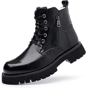 Men's Fashion Lace Up Ankle Boots Chelsea Boots Round Toe Waterproof Classic Dress Booties for Men Men's Motorcycle Boots