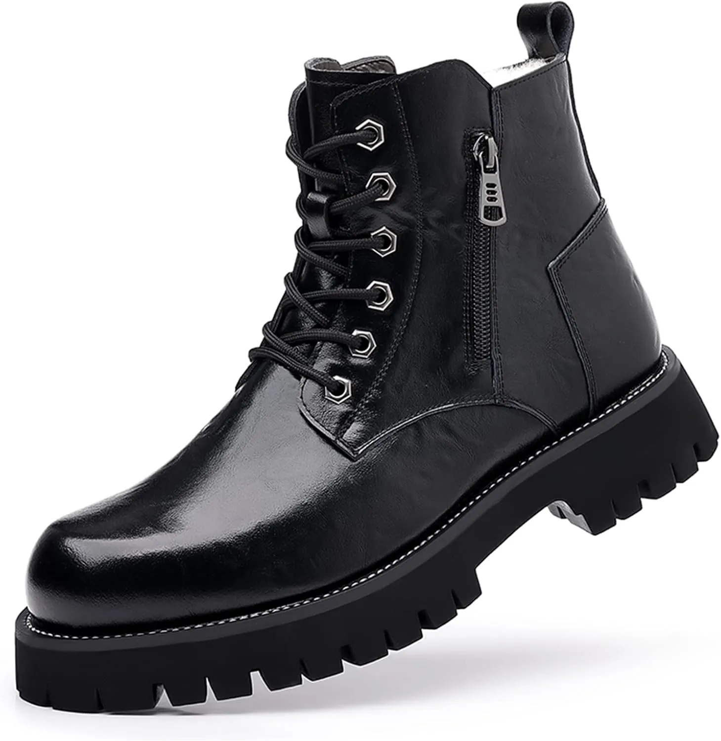 Men's Fashion Lace Up Ankle Boots Chelsea Boots Round Toe Waterproof Classic Dress Booties for Men Men's Motorcycle Boots