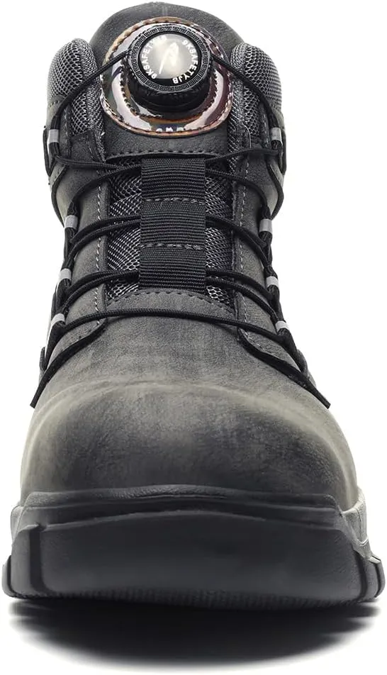 Men's mid-top safety boots women's construction site protection boots steel toe anti-smash anti-throw lightweight work boots