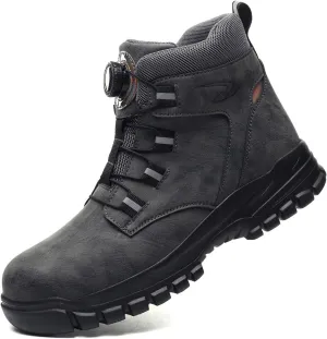 Men's mid-top safety boots women's construction site protection boots steel toe anti-smash anti-throw lightweight work boots