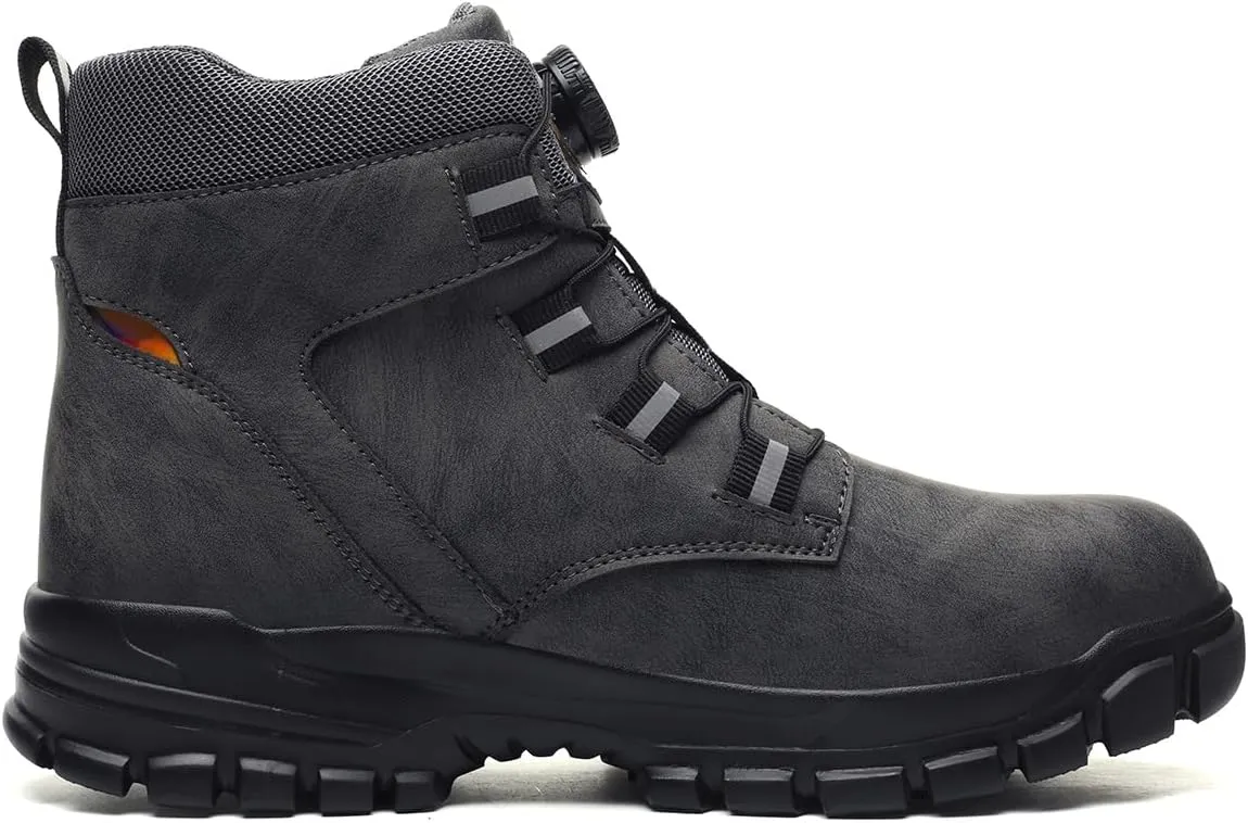 Men's mid-top safety boots women's construction site protection boots steel toe anti-smash anti-throw lightweight work boots