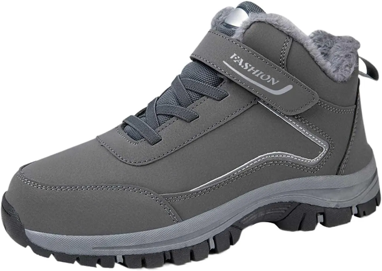Men's Work Boots Wide Width Hiking Sneakers Warm Fur Lined Women's Workout Shoes Slip Resistant Wide Outdoor Shoes Slip on Loafers Hike Grounded Footwear