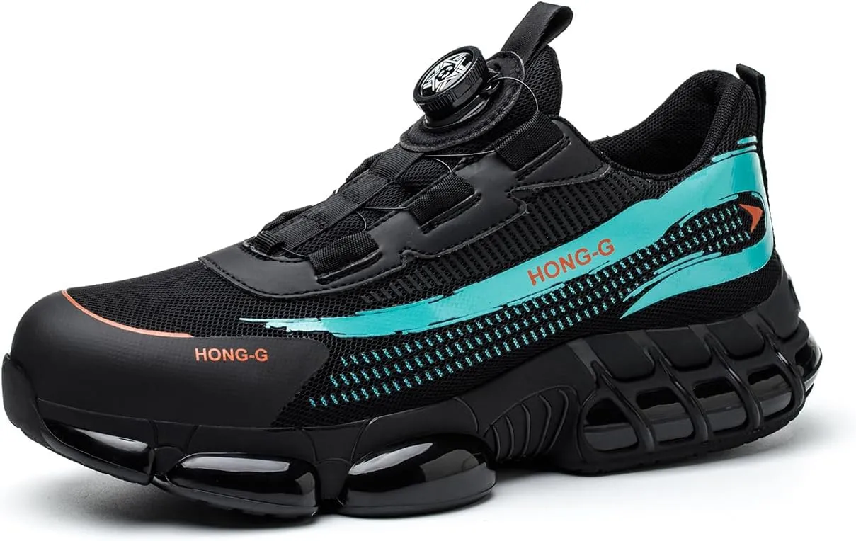 Men's Work Safety Shoes with Rotating Buckle Steel Toe Protection, Puncture Resistant, Breathable, Lightweight Protective Shoes for Women's Work Safety Shoes