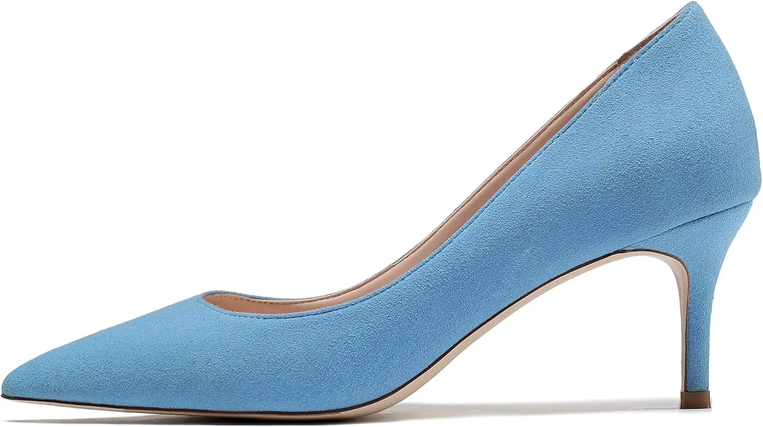 Mettesally Women's Kitten Heels Pointed Toe Suede Pumps Mid Heel Comfortable Slip On Party Dress Shoes