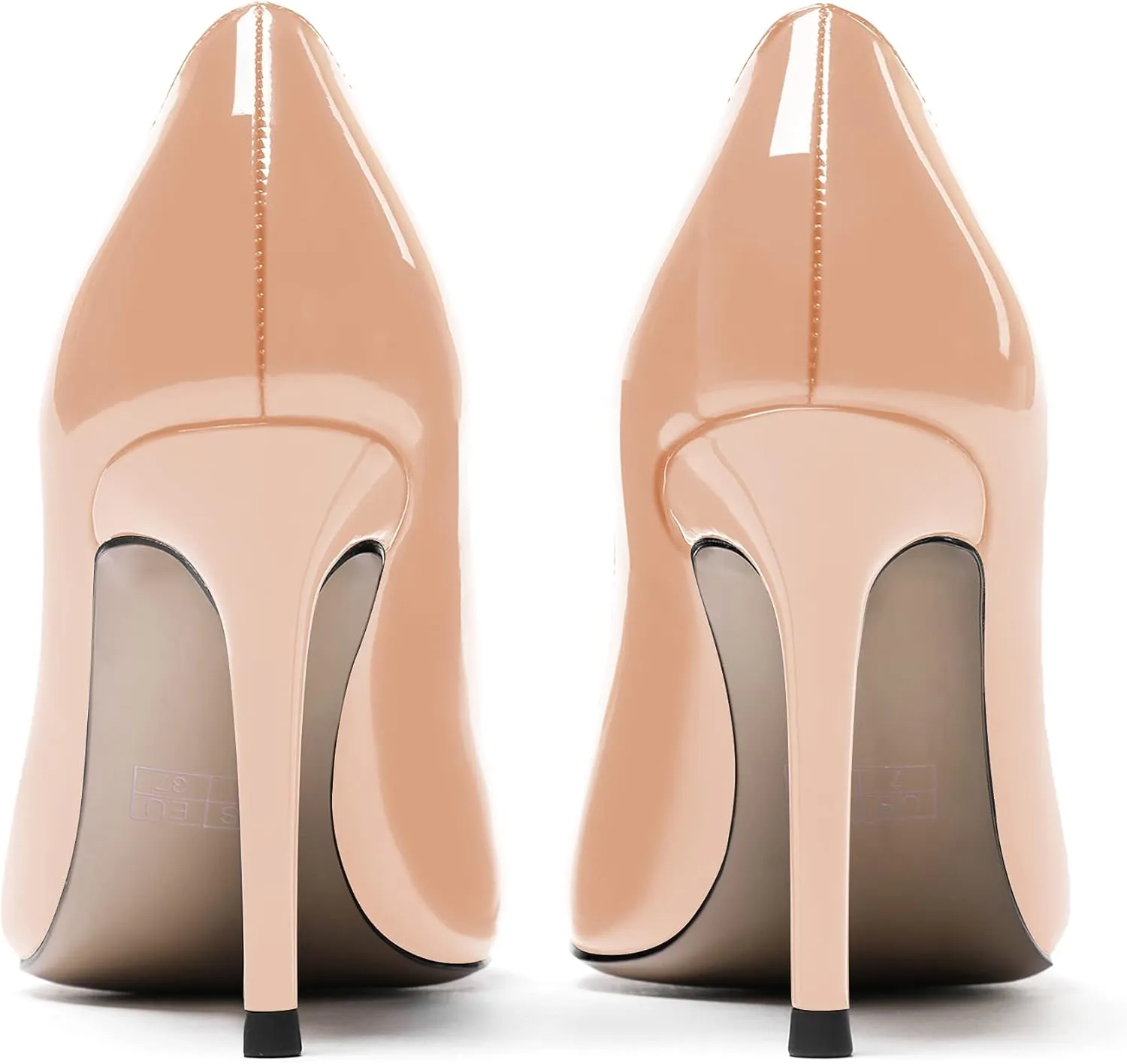 MODENCOCO Women's Round Toe Patent Leather Slip On Stiletto High Heel Pumps Wedding Dress Shoes 3.5 Inch