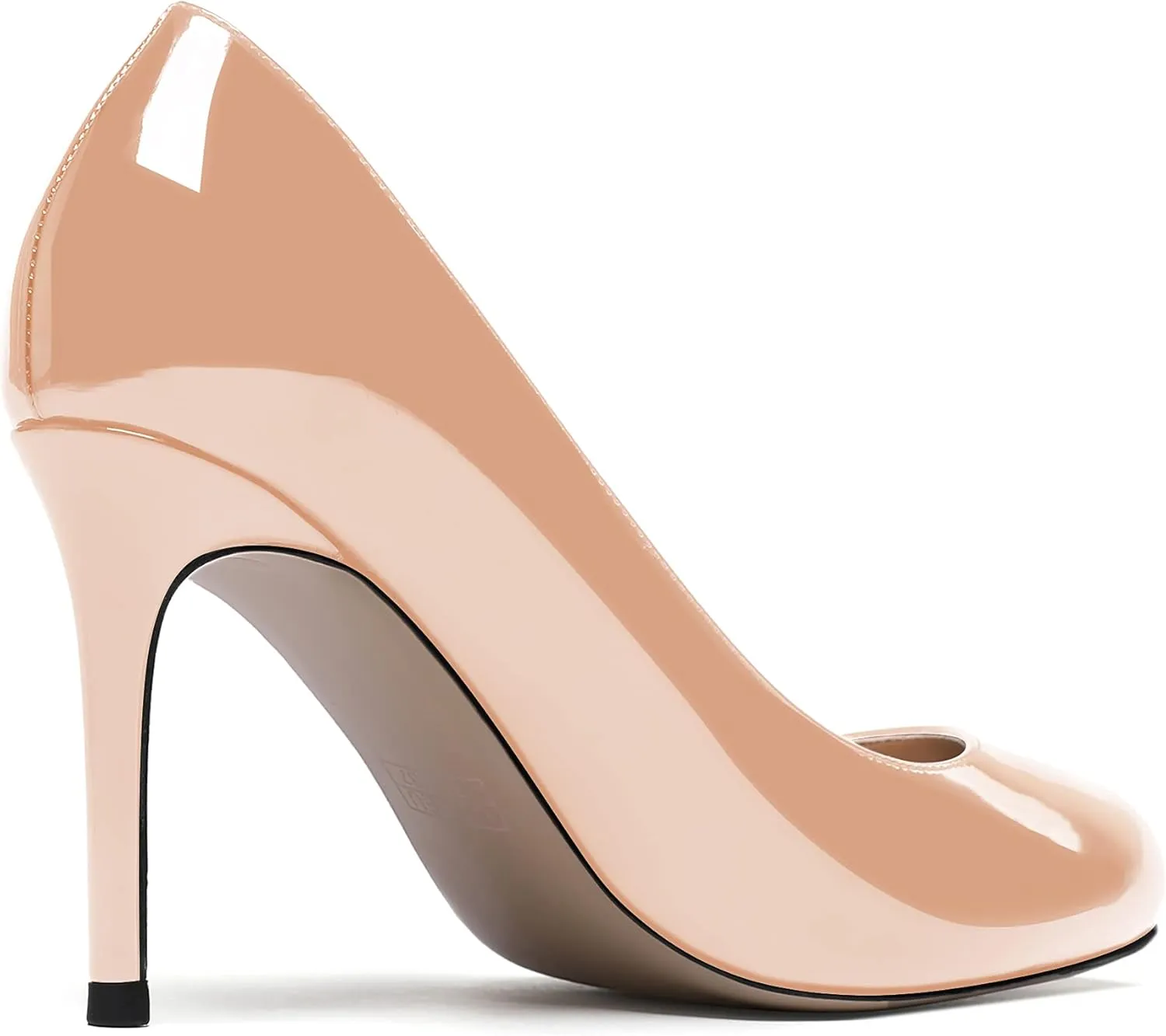 MODENCOCO Women's Round Toe Patent Leather Slip On Stiletto High Heel Pumps Wedding Dress Shoes 3.5 Inch