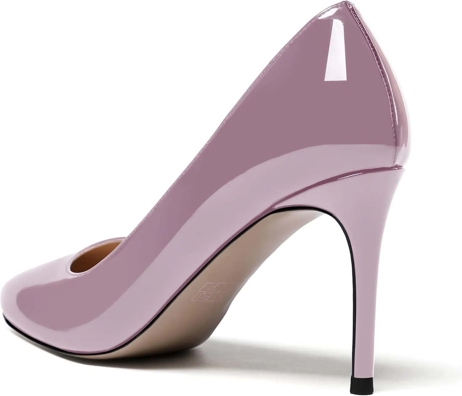 MODENCOCO Women's Round Toe Patent Leather Slip On Stiletto High Heel Pumps Wedding Dress Shoes 3.5 Inch