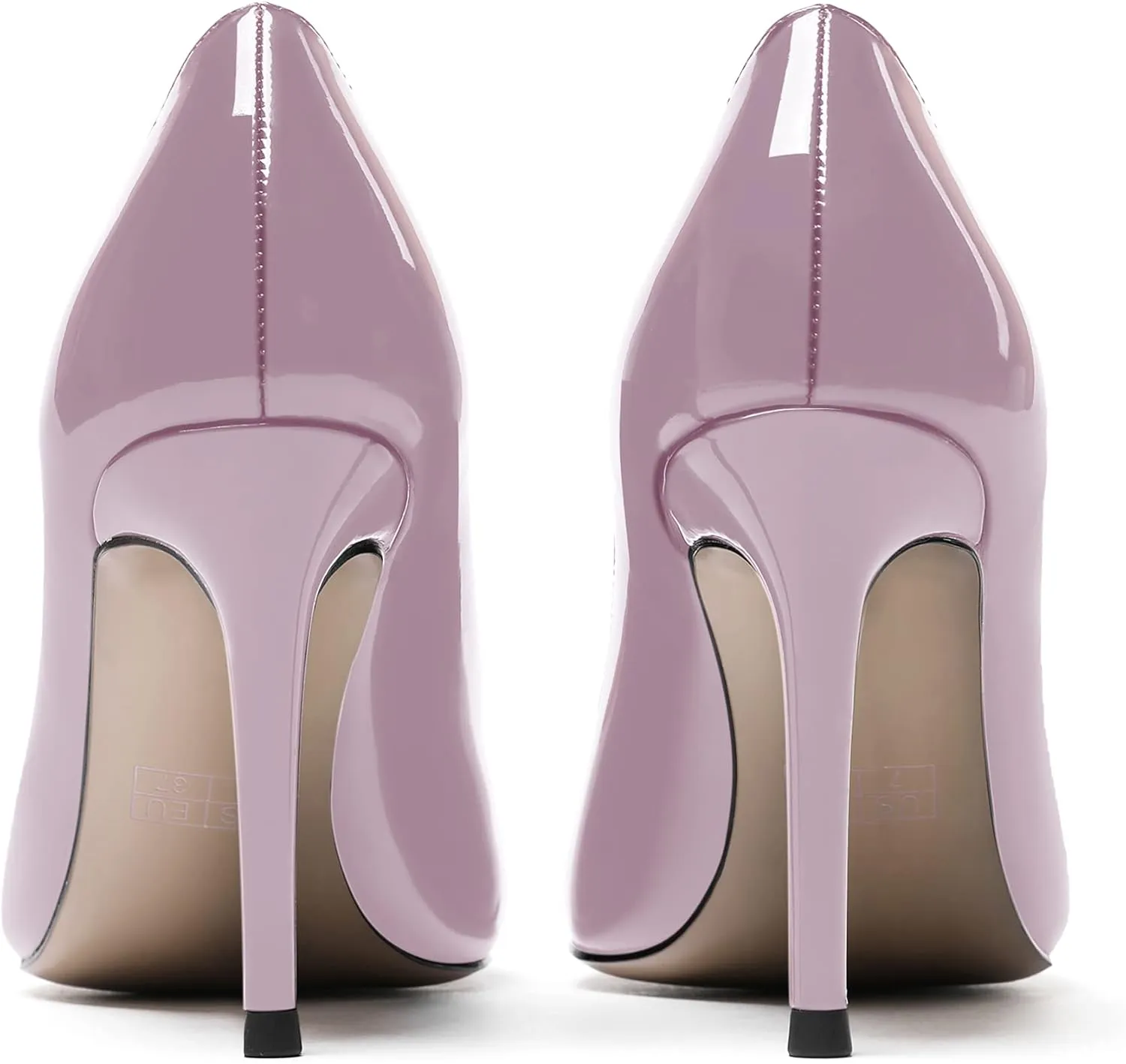 MODENCOCO Women's Round Toe Patent Leather Slip On Stiletto High Heel Pumps Wedding Dress Shoes 3.5 Inch