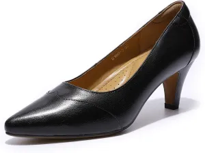 Mona flying Women's Leather Pointed Toe Dress Pumps Comfort High Heels Office Work Shoes for Ladies
