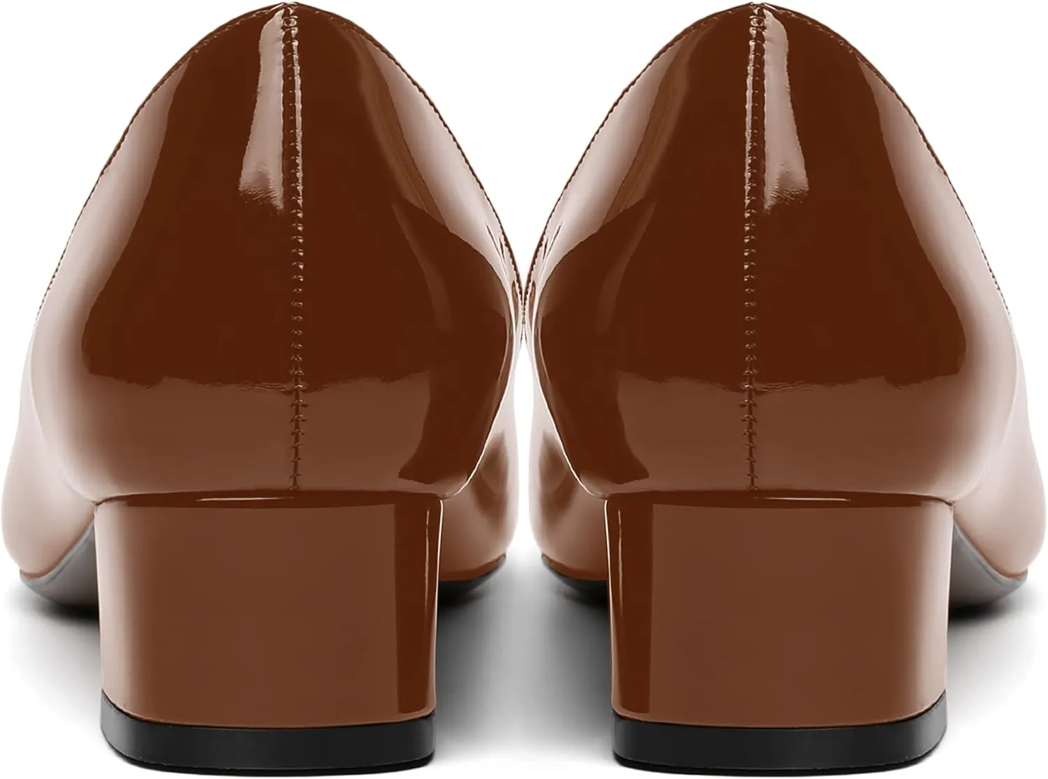 MOVINSTEPS Womens Casual Patent Slip On Dating Peep Toe Chunky Low Heel Pumps Shoes 1.5 Inch