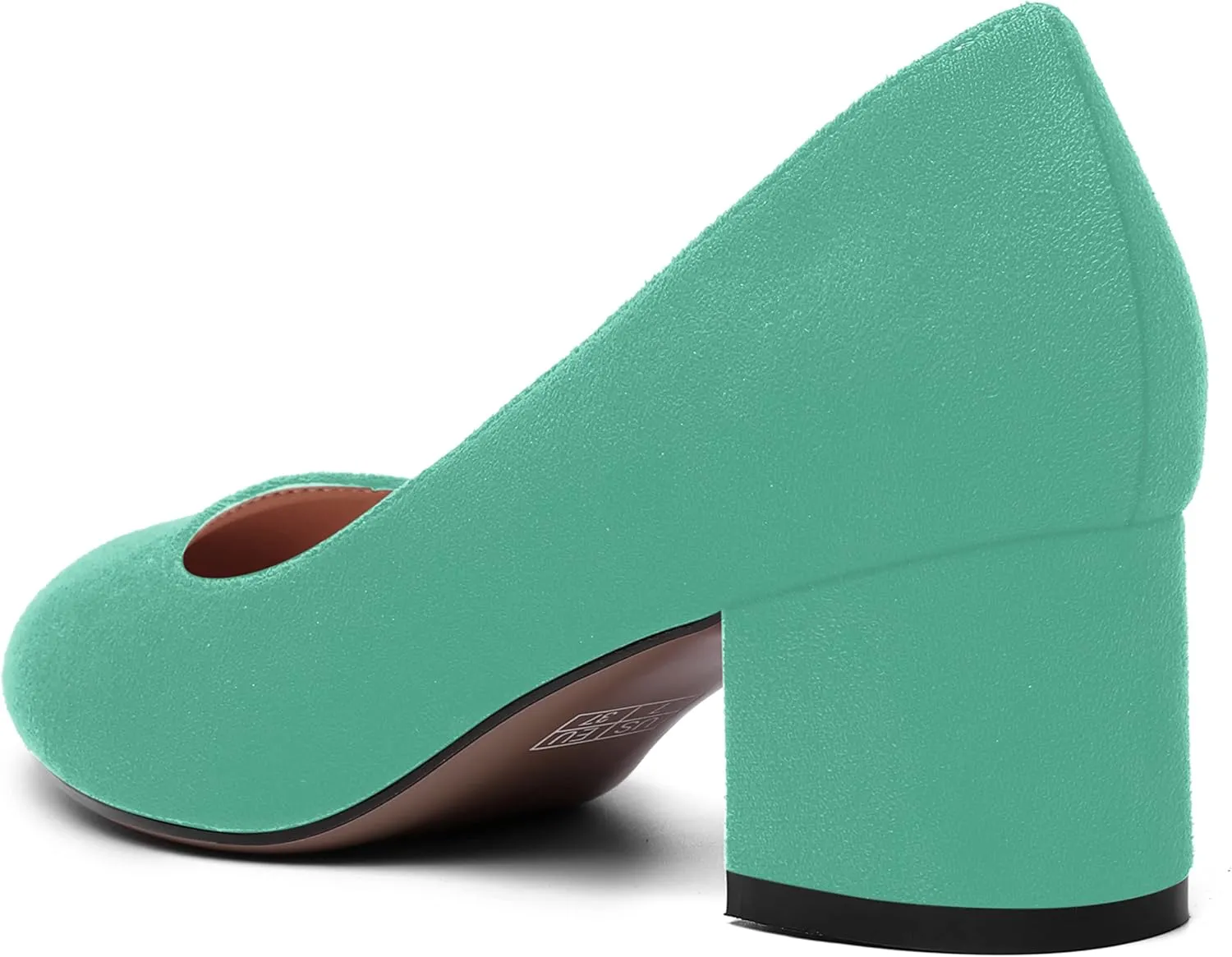 MOVINSTEPS Womens Office Dress Suede Slip On Round Toe Chunky Low Heel Pumps Shoes 2 Inch
