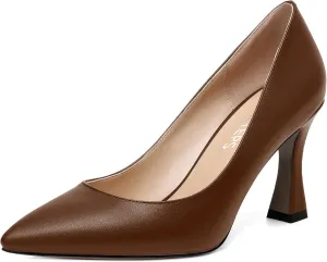 MOVINSTEPS Womens Slip On Pointed Toe Matte Sexy Wedding Spool High Heel Pumps Shoes 3.3 Inch