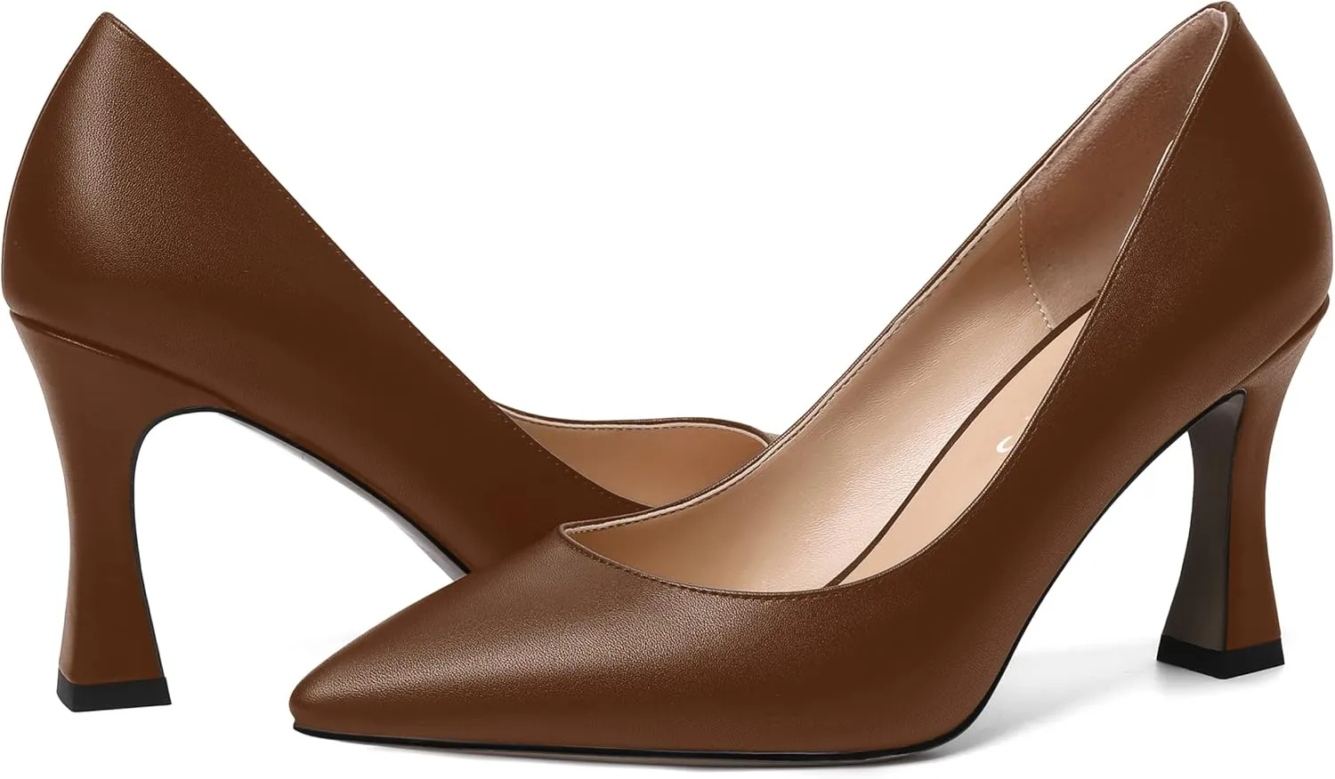 MOVINSTEPS Womens Slip On Pointed Toe Matte Sexy Wedding Spool High Heel Pumps Shoes 3.3 Inch