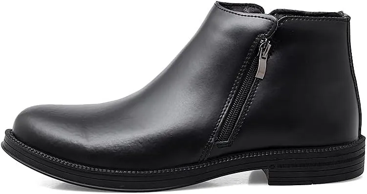 New Chelsea Boots For Men Burnished Toe Elastic Bandage Vegan Leather Slip On Non Waterproof Anti-slip Dress Slip On