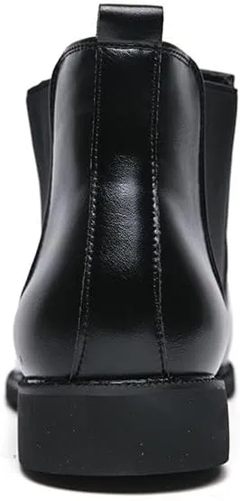 New Mens Chelsea Boot Pointed Toe PU Leather Elastic Band Anti-slip Waterproof Wearable Non Dress Slip On