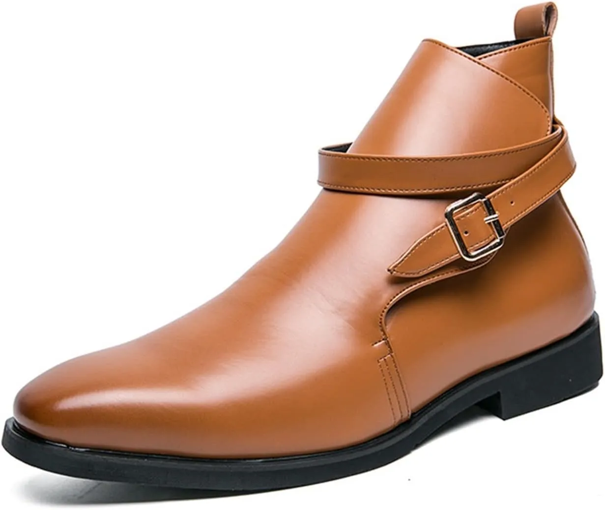 New Men's Chelsea Boots Monk belt PU Slip On Waterproof Non Slip Wearable Dress Pull On