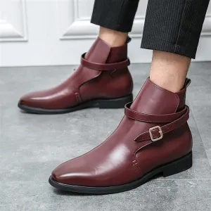 New Men's Chelsea Boots Monk belt PU Slip On Waterproof Non Slip Wearable Dress Pull On