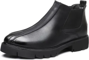New Round Toe Ankle Boots For Men Lrregular Bottom Bike Toe Elastic Bandage PU Non Slip On Waterproof Wearable Dress