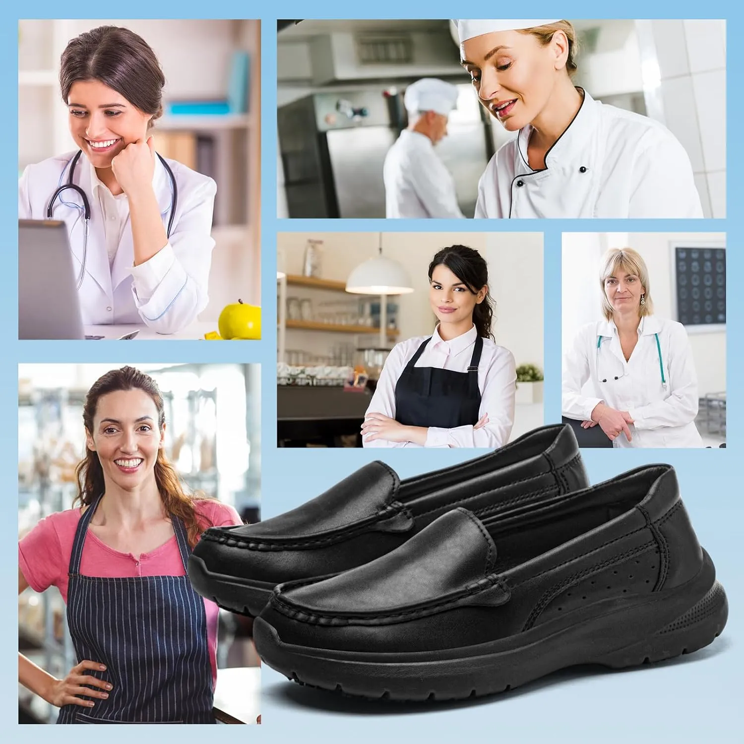 Non-Slip Nursing Shoes for Women in Food Service - Lightweight, Comfortable, Suitable for Restaurant, Crew, and Medical Work