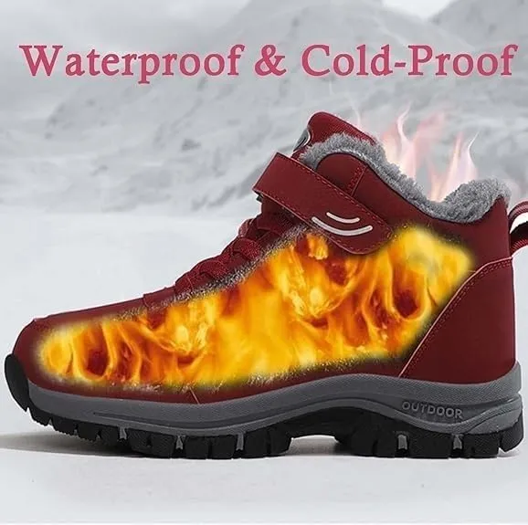 Orthopedic Boots for Women and Men, Ergonomic Winter Boots, Waterproof Work Boots, Non-Slip Trekking Hiking Shoes(Red,5.5)