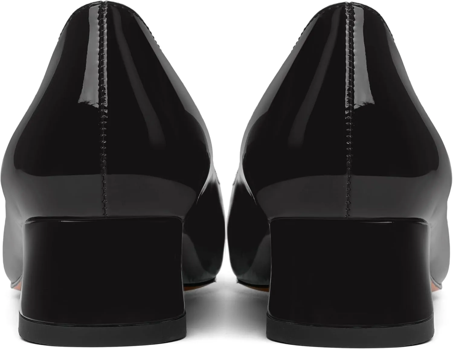 ROSERWISH Womens Patent Casual Work Comfortable Pointed Toe Slip On Chunky Low Heel Pumps Dress Shoes 1.5 Inch