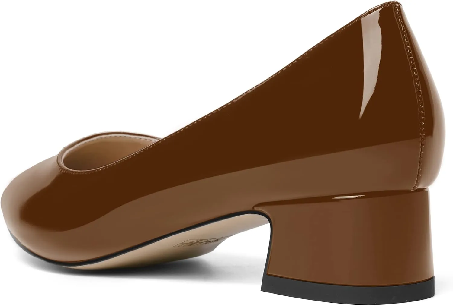 ROSERWISH Womens Patent Casual Work Comfortable Pointed Toe Slip On Chunky Low Heel Pumps Dress Shoes 1.5 Inch