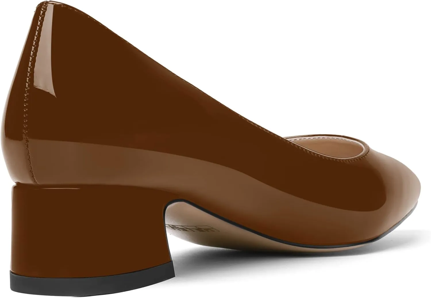 ROSERWISH Womens Patent Casual Work Comfortable Pointed Toe Slip On Chunky Low Heel Pumps Dress Shoes 1.5 Inch