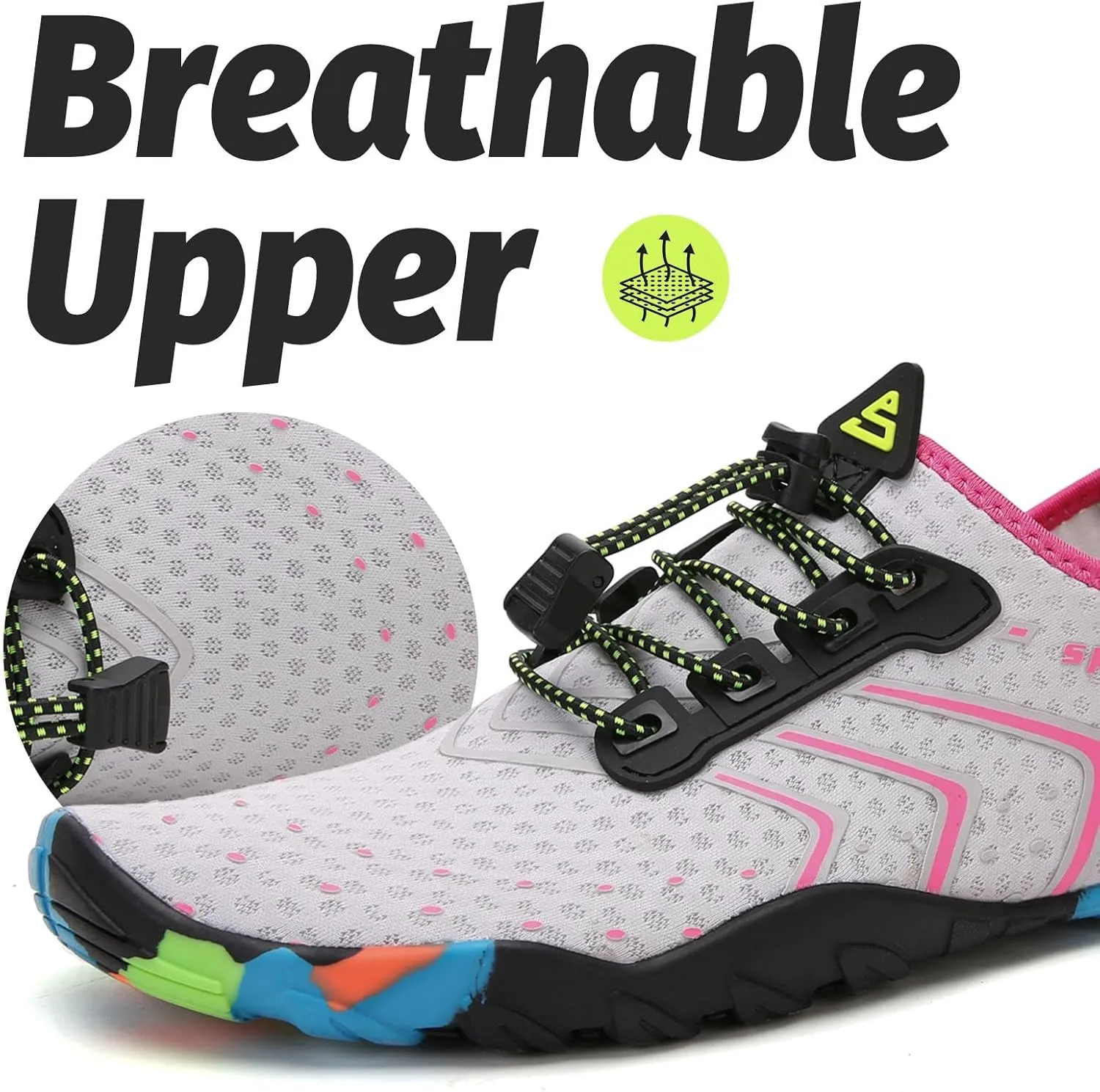 SAGUARO Water Shoes Women  Swim Shoes, Quick-Dry Barefoot Aqua Socks for Beach, Pool, Surfing and Outdoor Activities