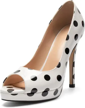 SAMMITOP Women's Peep Toe Stiletto Heel Pumps Slip On High Heel Platform Shoes Party Dress Pump