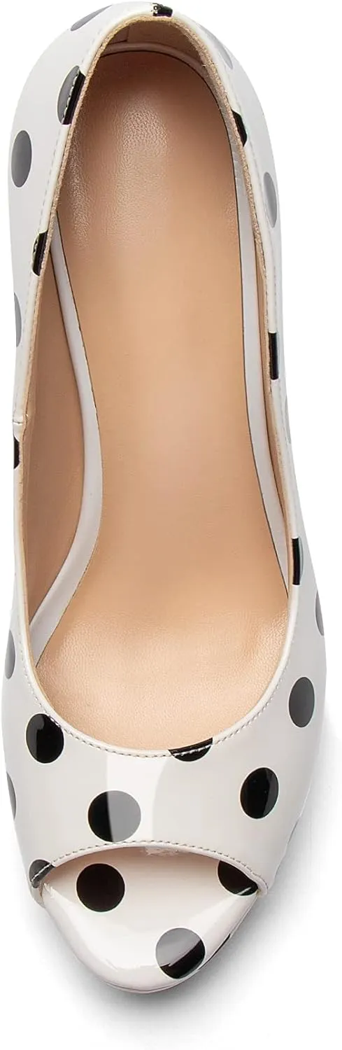 SAMMITOP Women's Peep Toe Stiletto Heel Pumps Slip On High Heel Platform Shoes Party Dress Pump