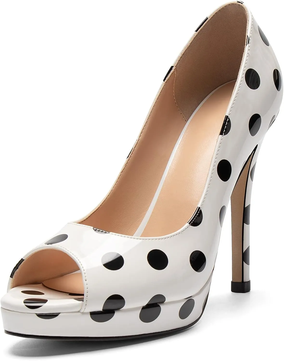 SAMMITOP Women's Peep Toe Stiletto Heel Pumps Slip On High Heel Platform Shoes Party Dress Pump