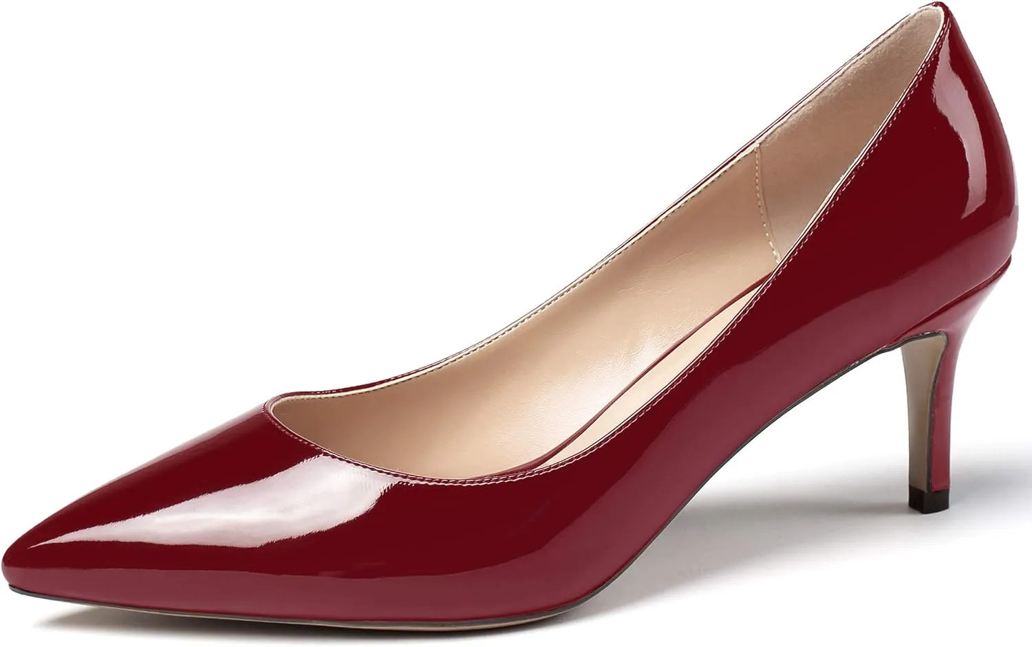 SAMMITOP Women's Pointed Toe Mid Heel Classic Pumps Slip On Elegant Formal Party Dress Shoes