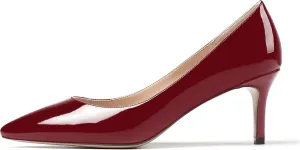 SAMMITOP Women's Pointed Toe Mid Heel Classic Pumps Slip On Elegant Formal Party Dress Shoes