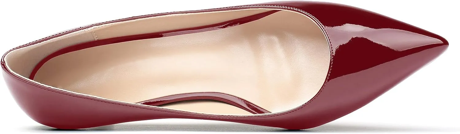 SAMMITOP Women's Pointed Toe Mid Heel Classic Pumps Slip On Elegant Formal Party Dress Shoes