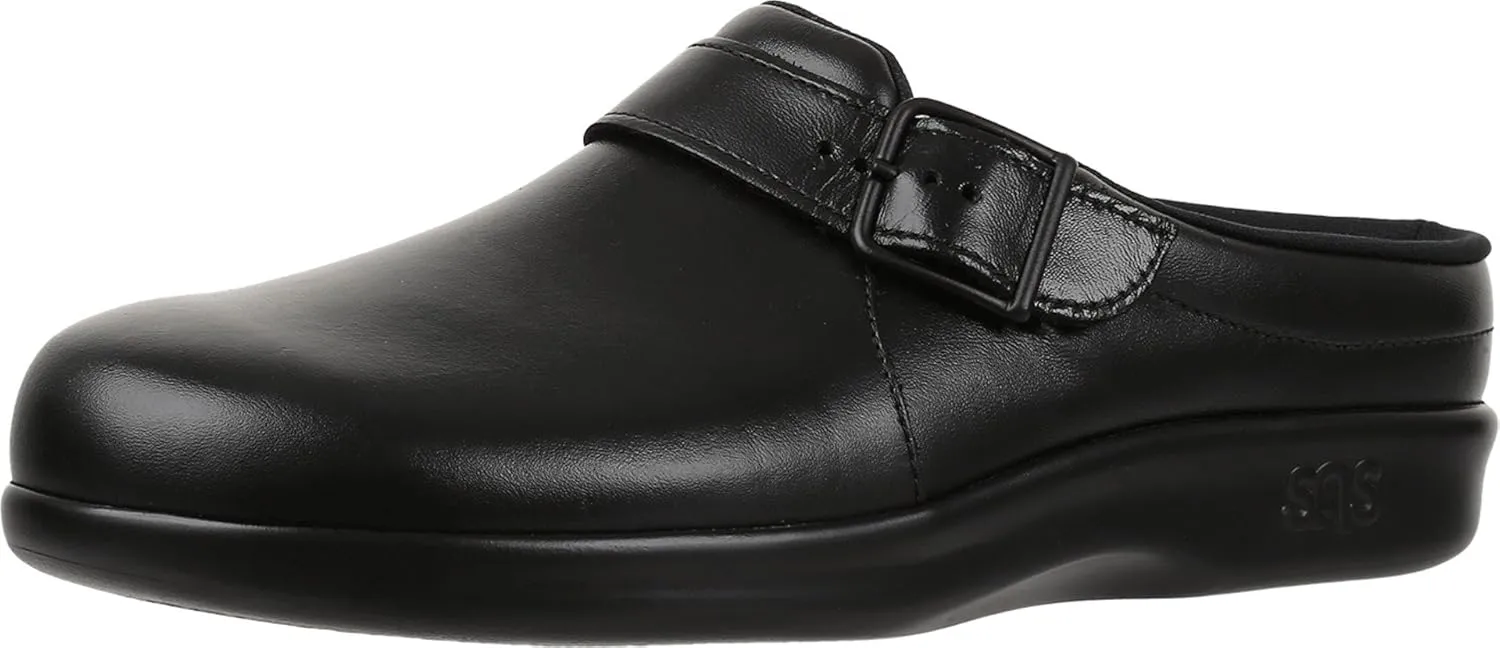 SAS Clog Comfort Slip On Womens Shoes  Leather Upper  Textile Lining  CoolStep Footbed  CradleFit Heel Black 11 W - Wide (C)